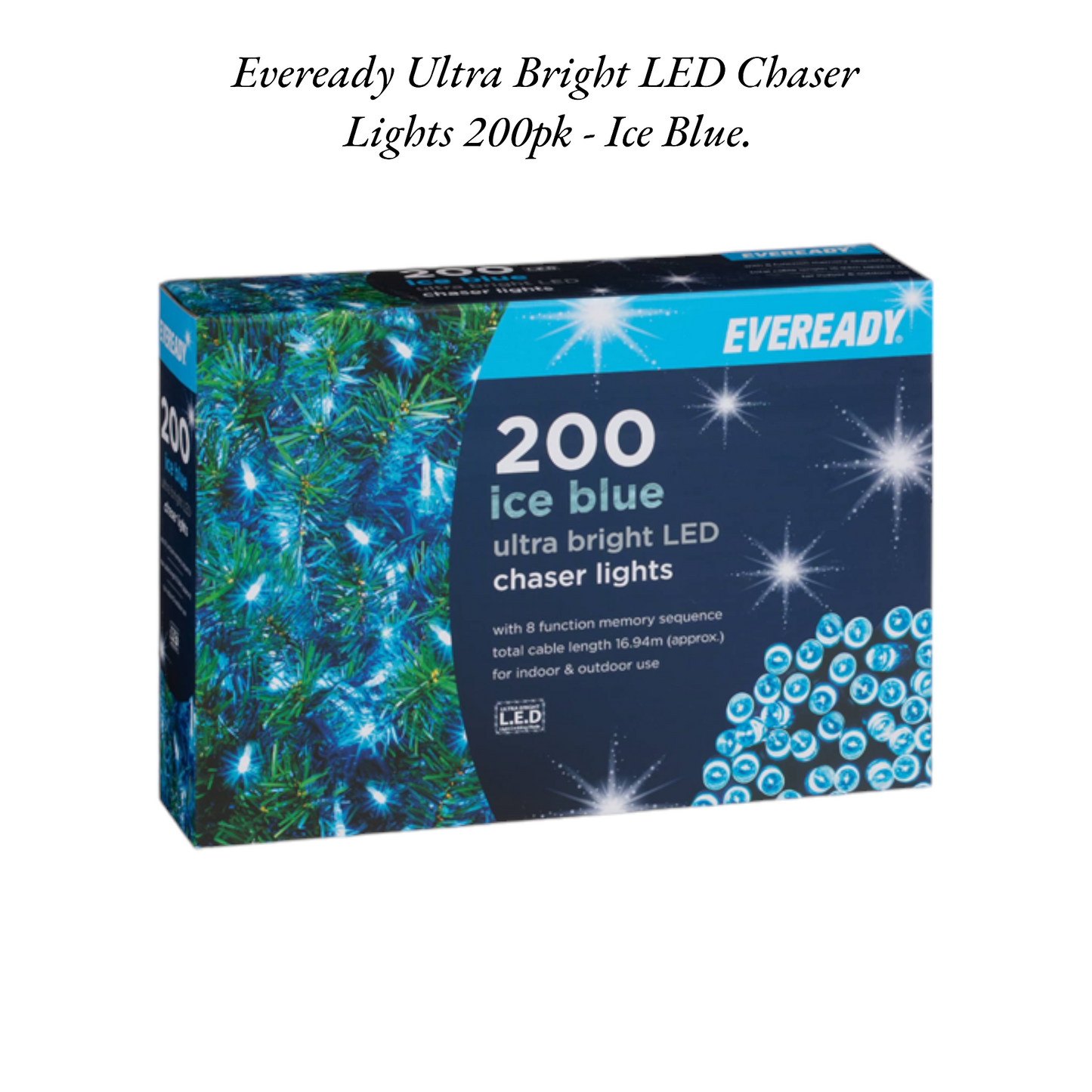 Eveready Ultra Bright LED Chaser Lights 200pk - Ice Blue.