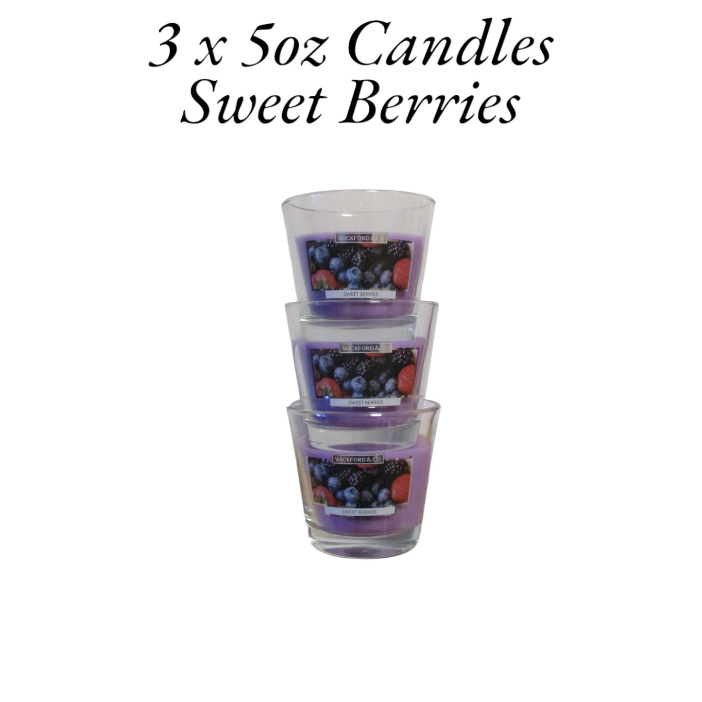 Wickford & Co - 5oz Open Varese Candle - Pack of 3 Candles (Sweet Berries)