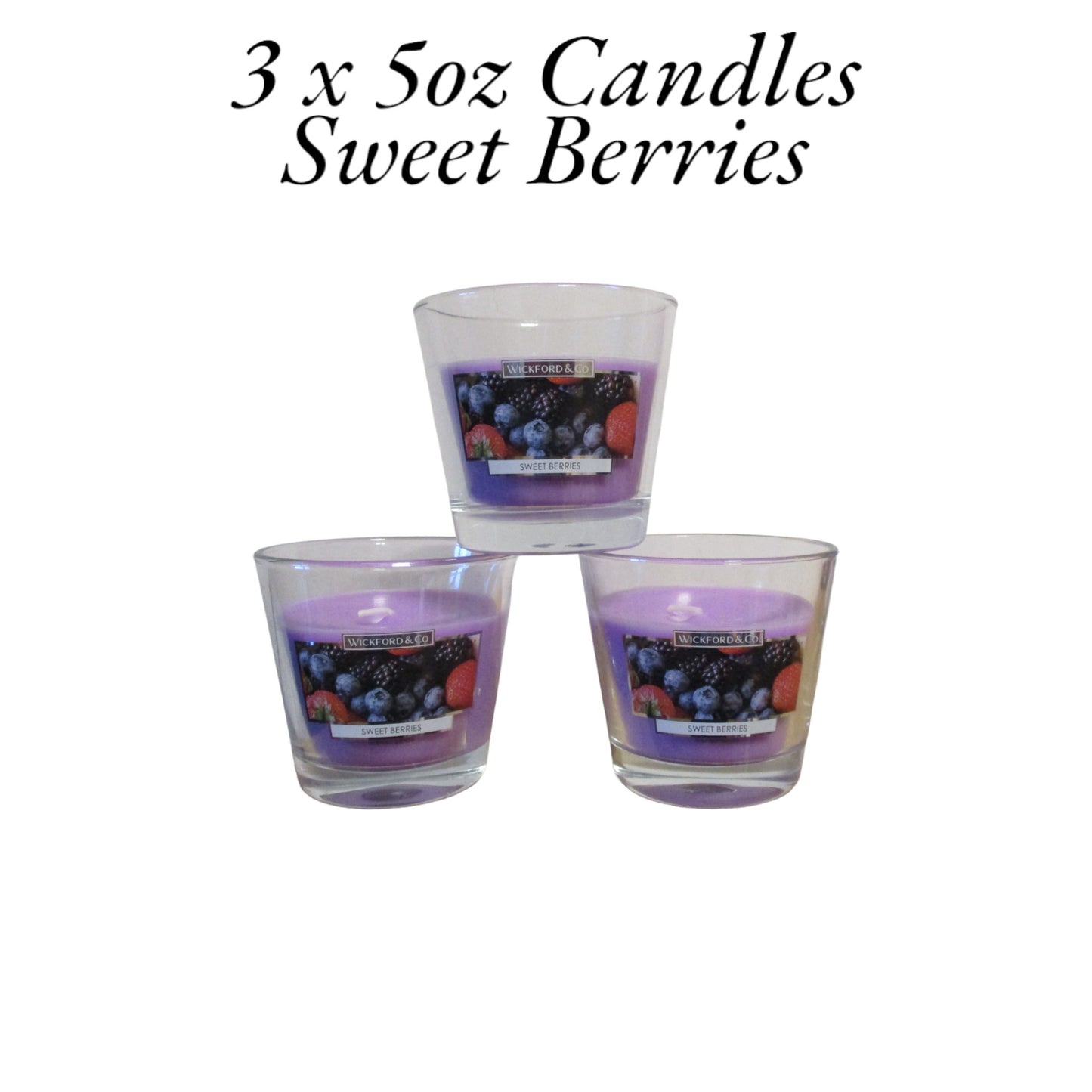 Wickford & Co - 5oz Open Varese Candle - Pack of 3 Candles (Sweet Berries)