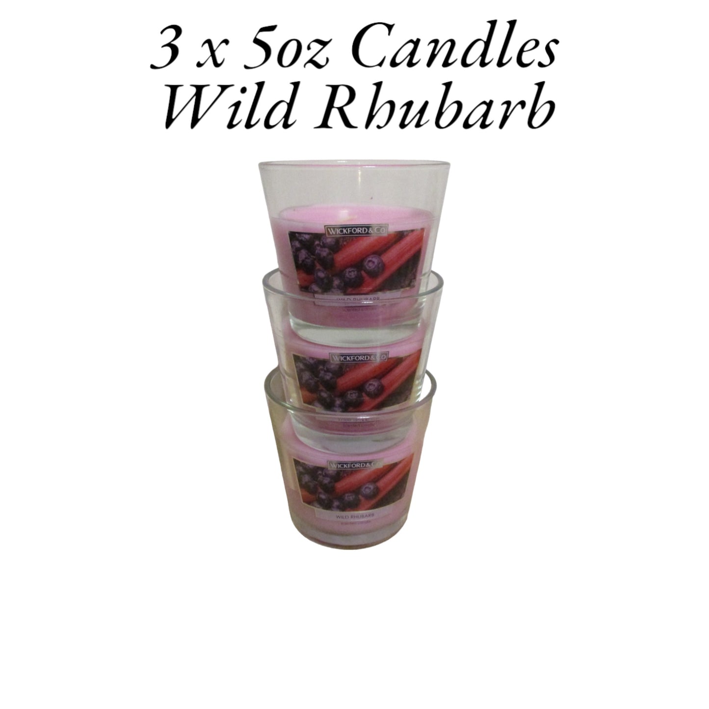 Wickford & Co - 5oz Open Varese Candle - Pack of 3 Candles (Wild Rhubarb)