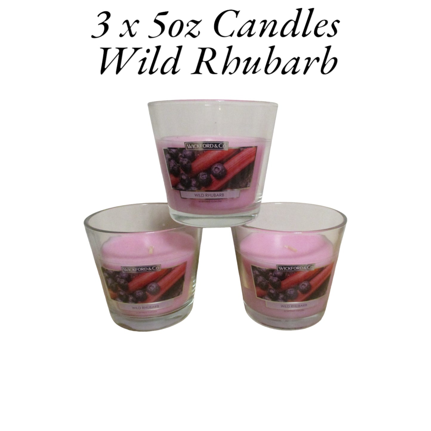 Wickford & Co - 5oz Open Varese Candle - Pack of 3 Candles (Wild Rhubarb)