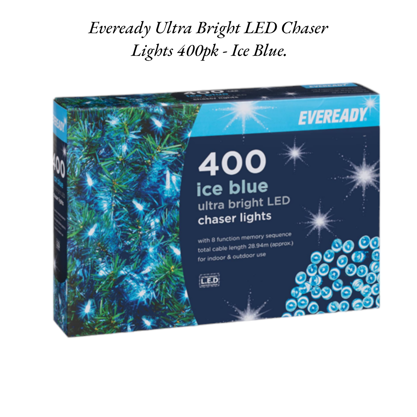 Eveready Ultra Bright LED Chaser Lights 400pk - Ice Blue.