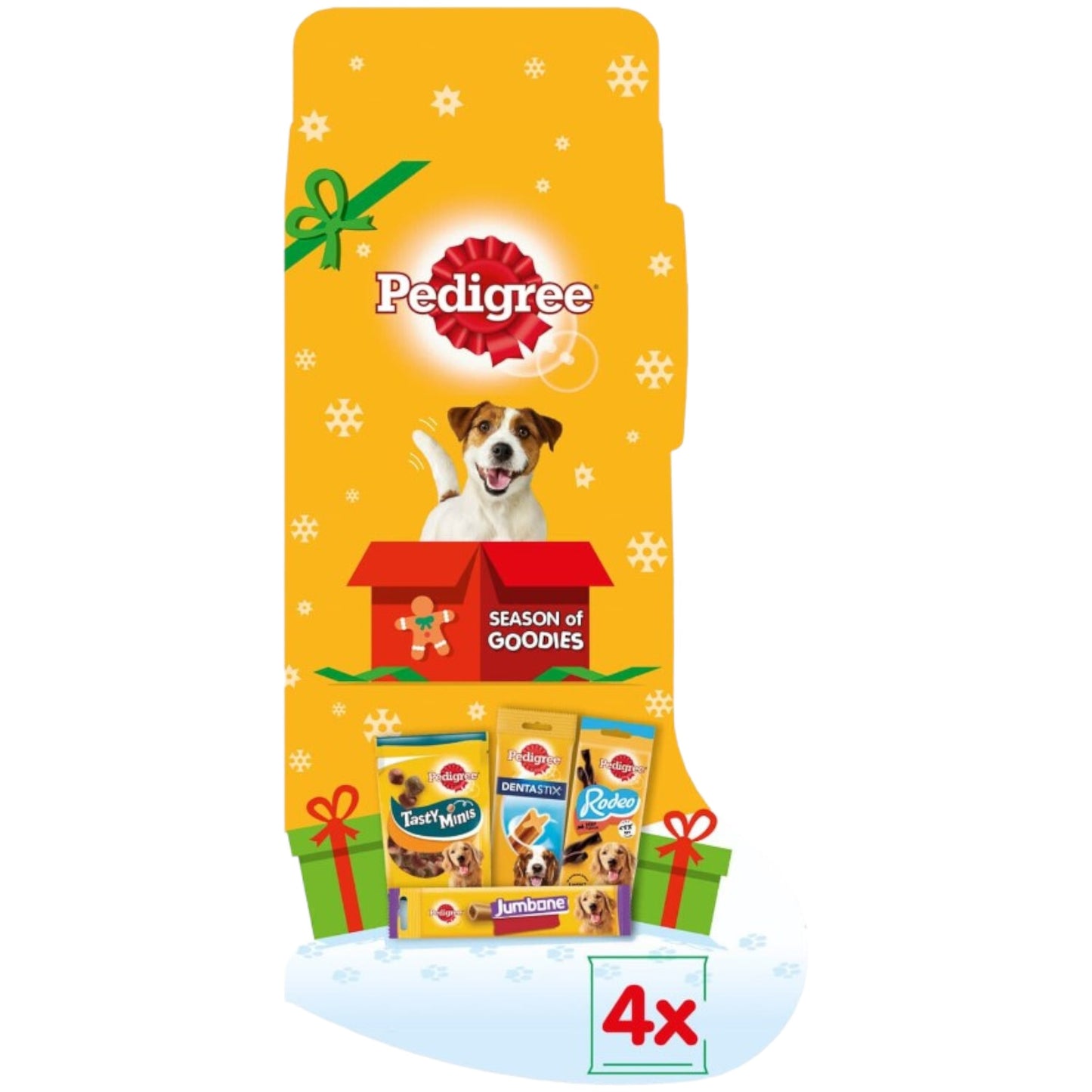 4Pk Pedigree Christmas Stocking Dog Treats Perfect Christmas Pet Gift Set - 367g