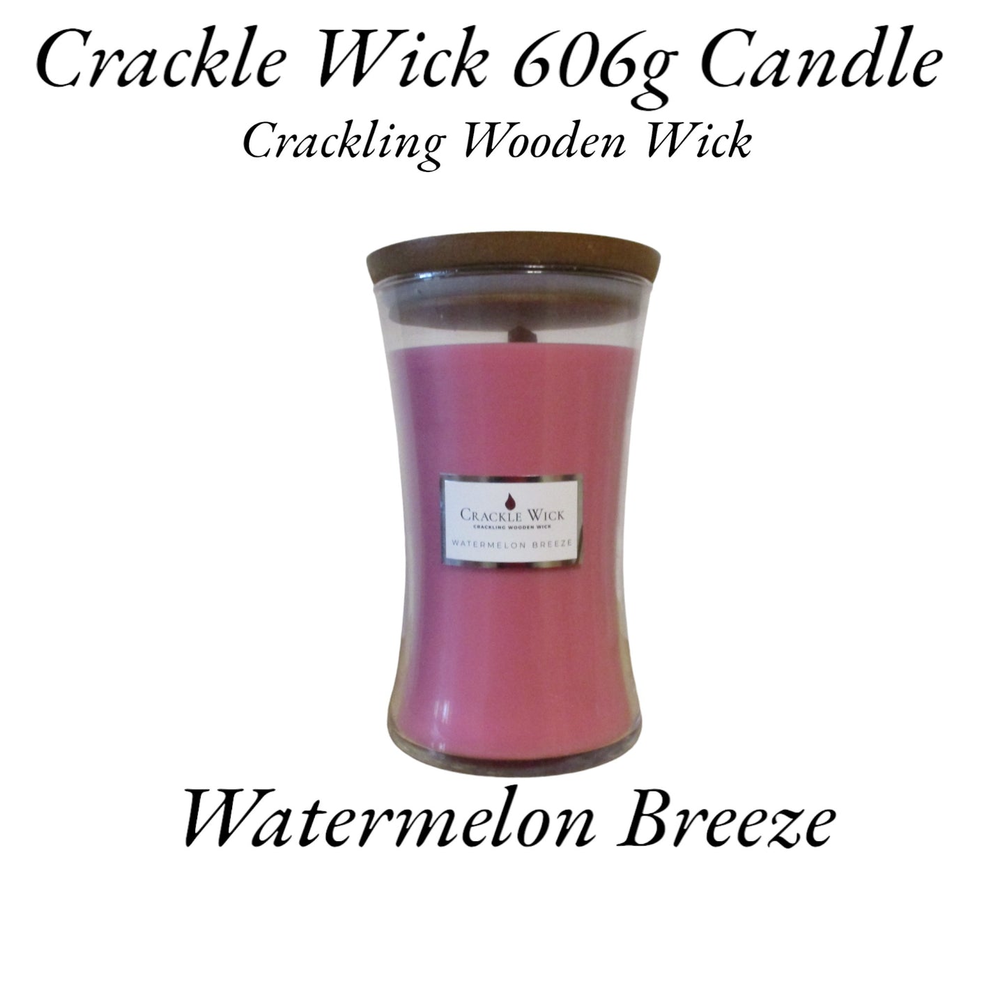 Crackle Wick - Watermelon Breeze - Single Wick Candle Tall Hourglass 606g