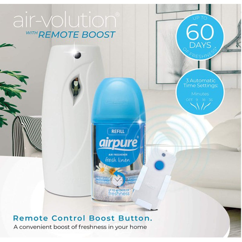 Airpure Air-Volition Automatic Air Freshener with Remote Boost - Fresh Linen Fragrance10