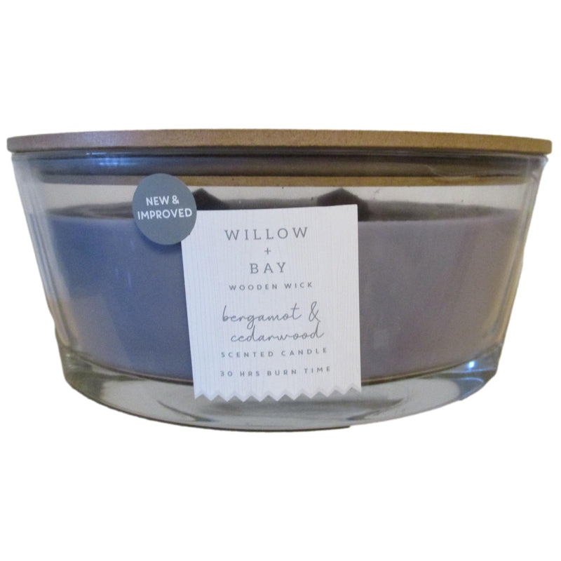 Willow Bay Crackling Wick Candle - Bergamot & Cedarwood - 484g (30hrs Burn Time)