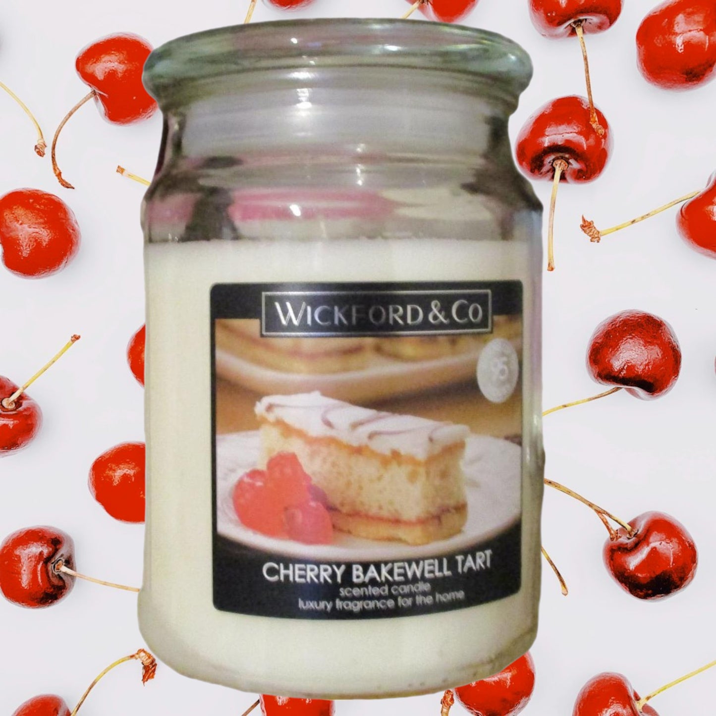 Luxury Scented Candle - (Cherry Bakewell Tart) - (By Wickford & Co)