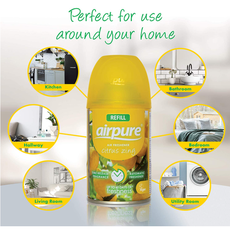 Airpure Air-O-Matic Air Dispenser & 3 x Refill's - Citrus Zing Fragrance