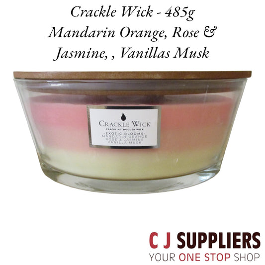 Crackle Wick - 485g - Mandarin Orange, Rose & Jasmine,  Vanillas Musk