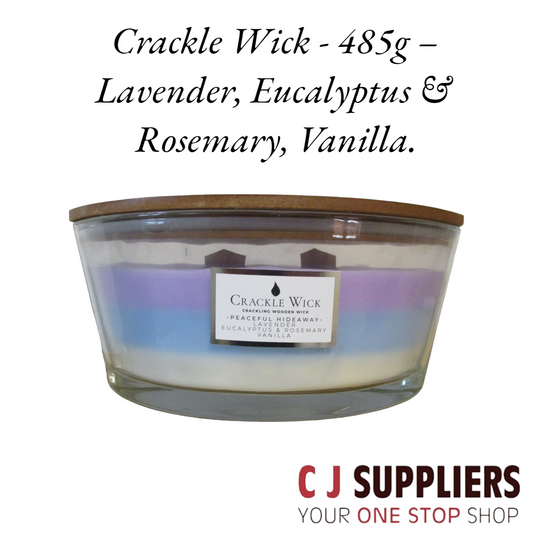 Crackle Wick - 485g – Lavender, Eucalyptus & Rosemary, Vanilla