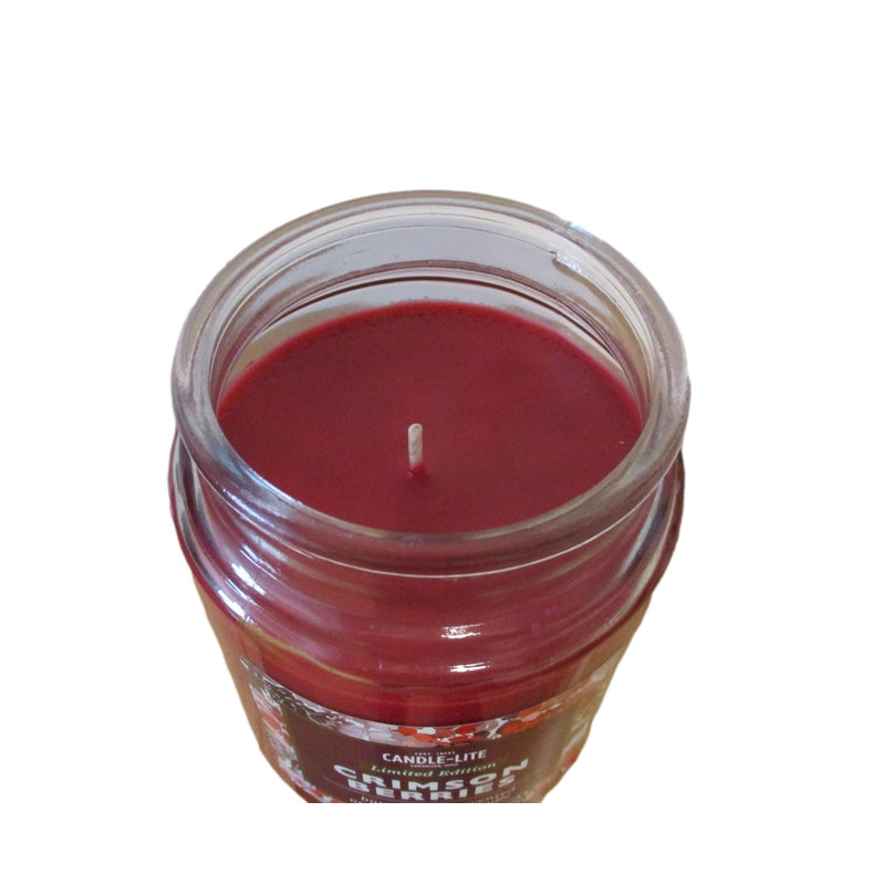 Candle-Lite - Crimson Berries - Candle in Jar with Lid - 18oz, (Up to 110hrs Burning Time)