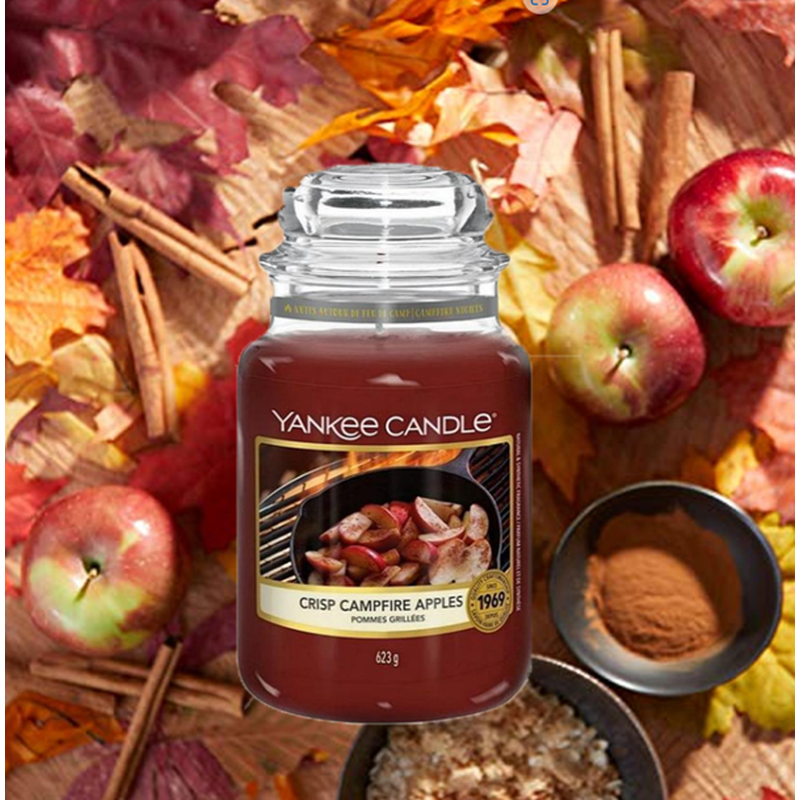 Yankee Candle Scented Large Jar Crisp Campfire Apples Burn Time 150 Hours