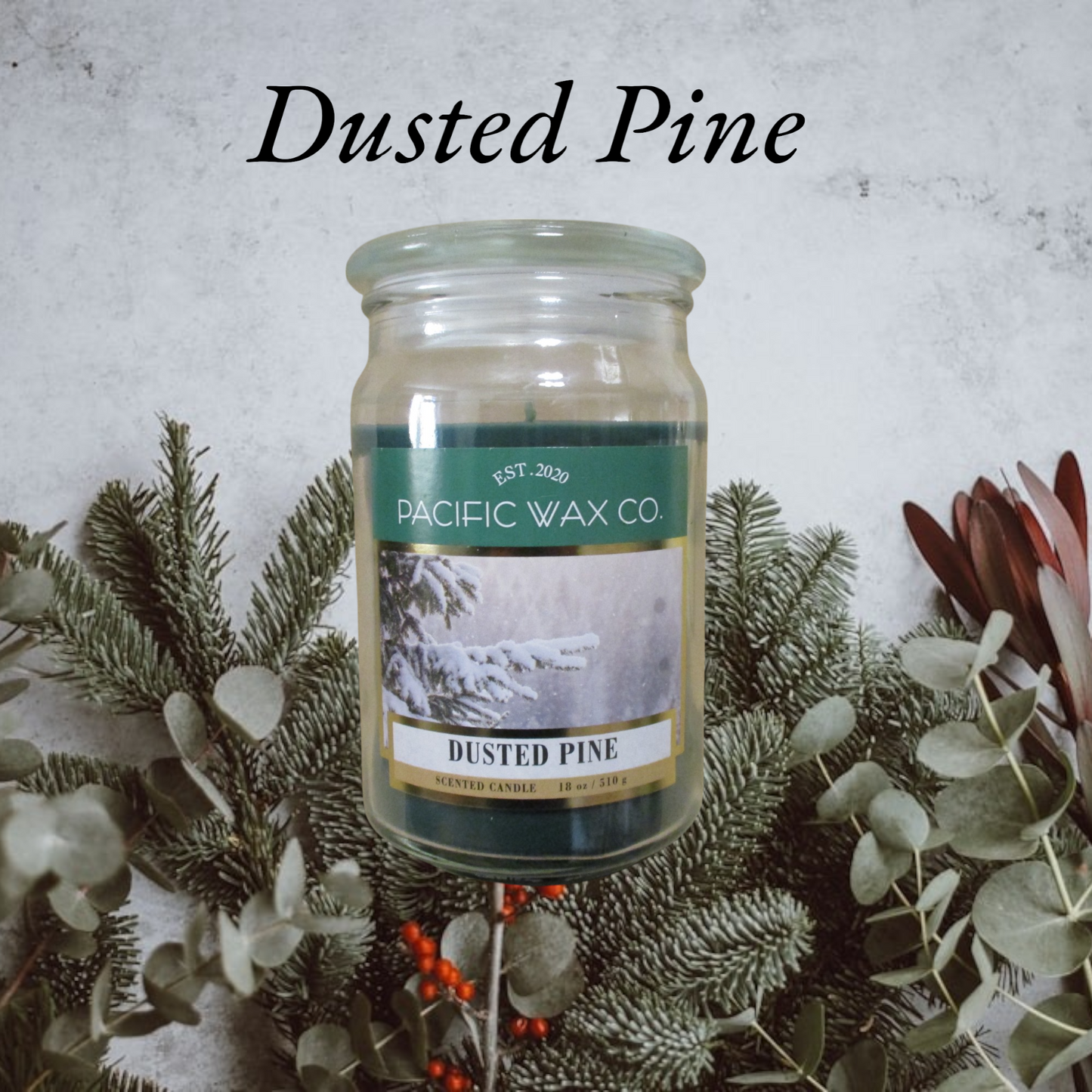 Pacific Wax - Festive Candles - 510g Jar with lid up to 85 Hour Burn Time.