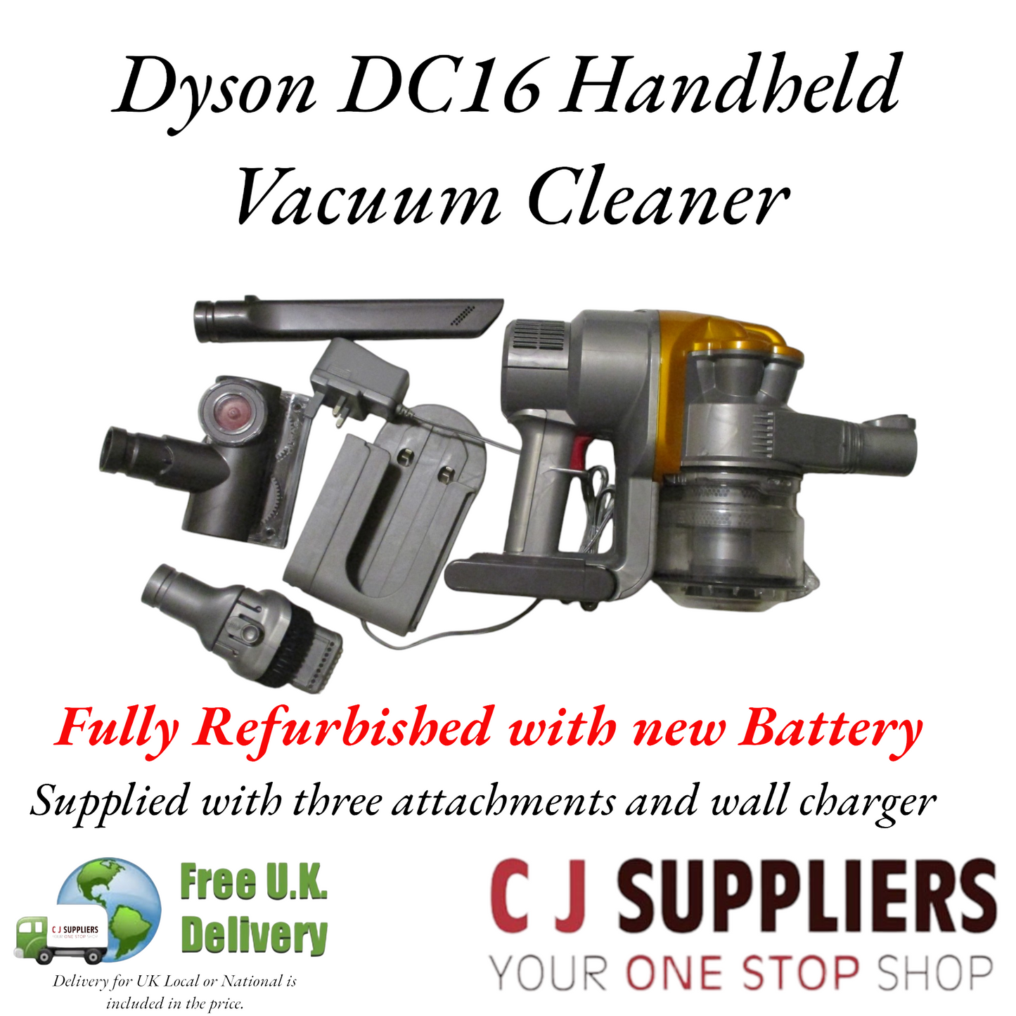 Dyson DC16 Handheld Vacuum Cleaner – Fully Refurbished with new Battery