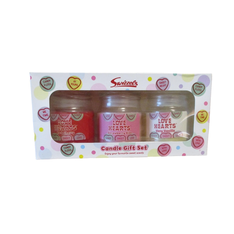 Swizzels Love Hearts Scented Glass Jar Candle 85g x 3 Candles Set