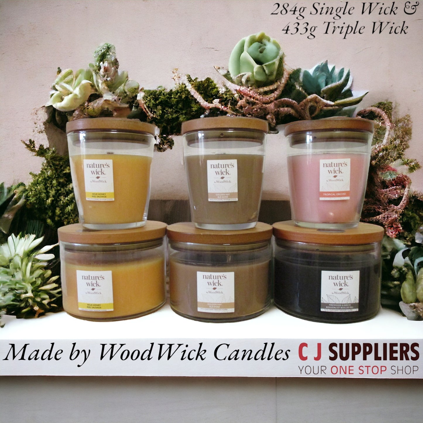 Natures Wick By WoodWick 284g & 433g Candles (Clean Burn)