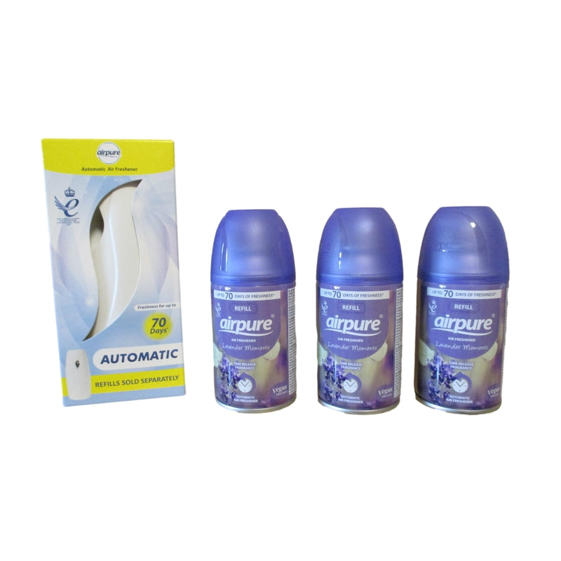 Airpure Air-O-Matic Air Dispenser & 3 x Refill's - Lavender Moments Fragrance