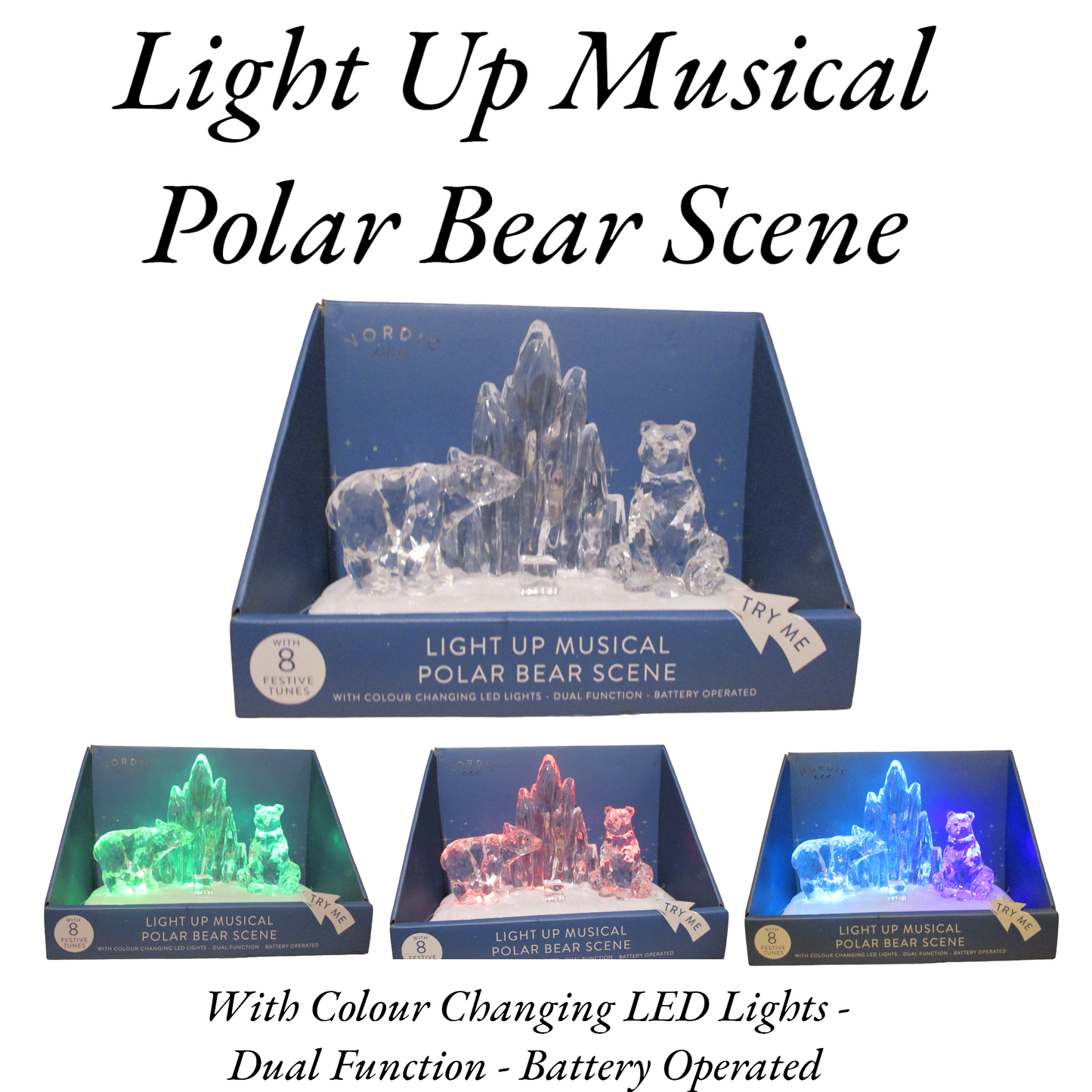 Magical Light Up Musical Polar Bear Scene.