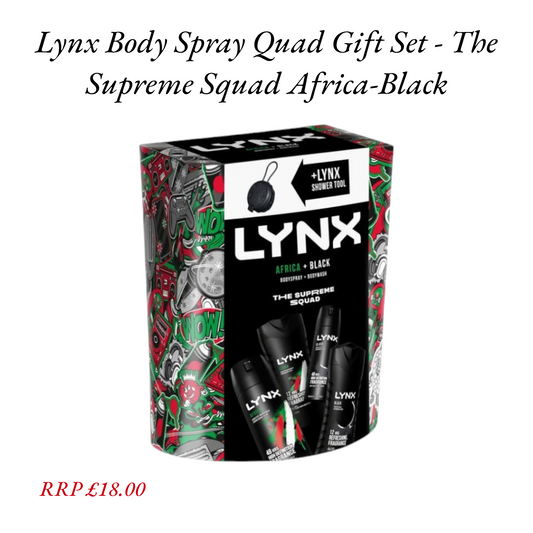 Lynx Body Spray Quad Gift Set - The Supreme Squad Africa-Black RRP £18.00