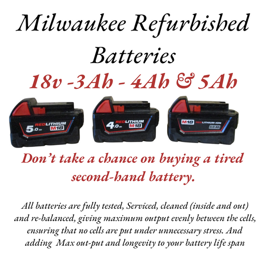 Milwaukee Reconditioned Batteries 3Ah - 4Ah & 5Ah