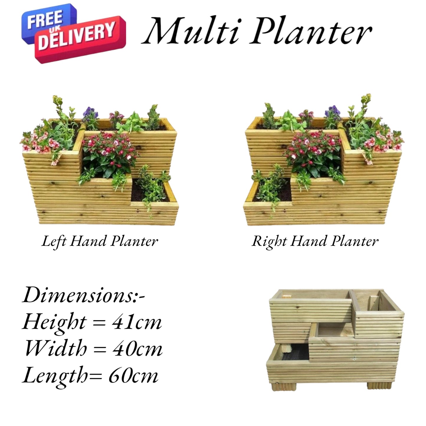 Deluxe Decking Planter 3 Tier Handmade High Quality