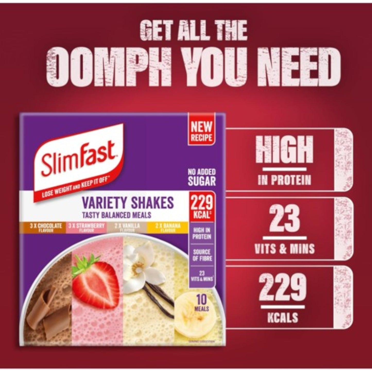 SLIM FAST Verity Packs - 10 MEALS/SACHETS 368G