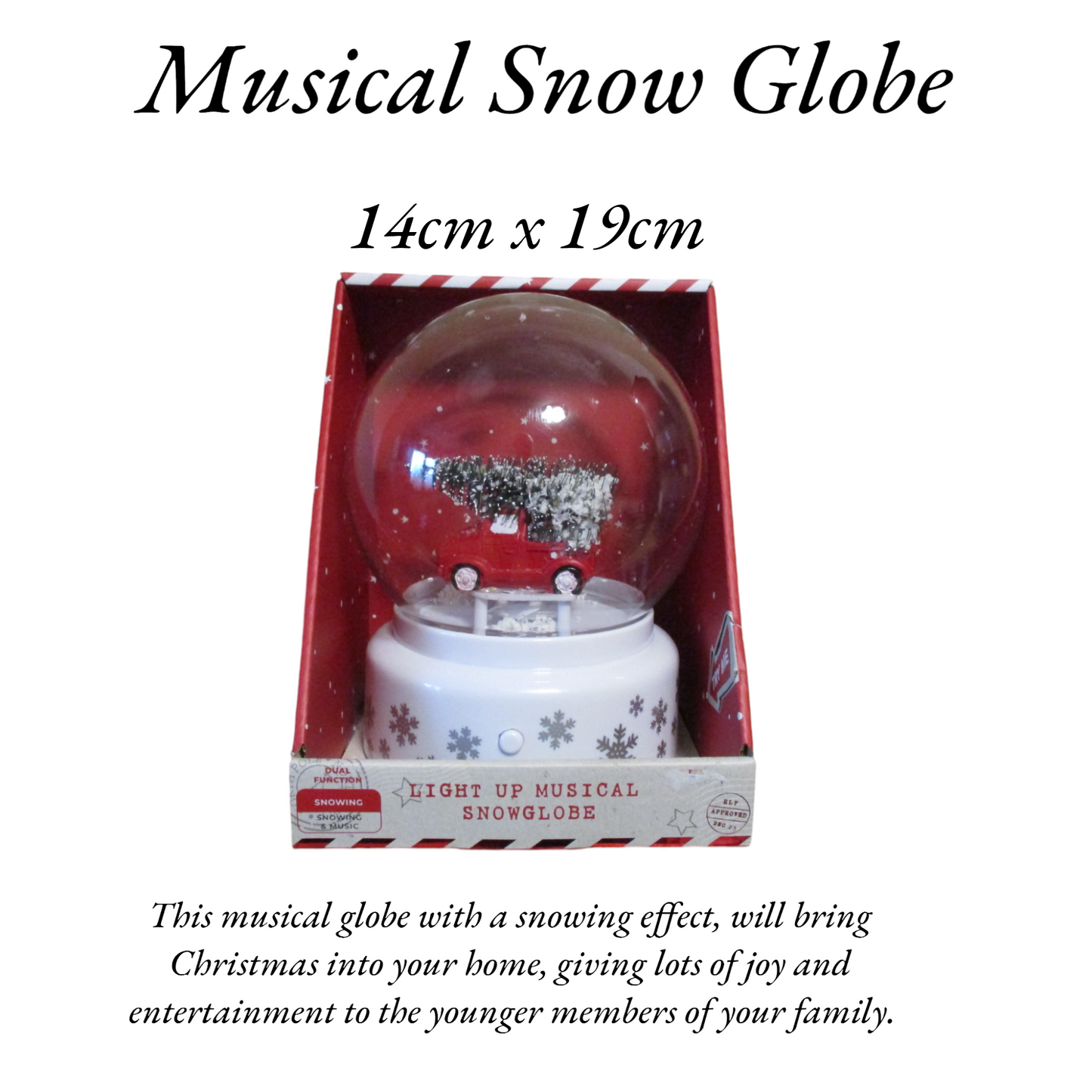 Musical Snow Globe "Christmas Decoration" 14cm x 19cm