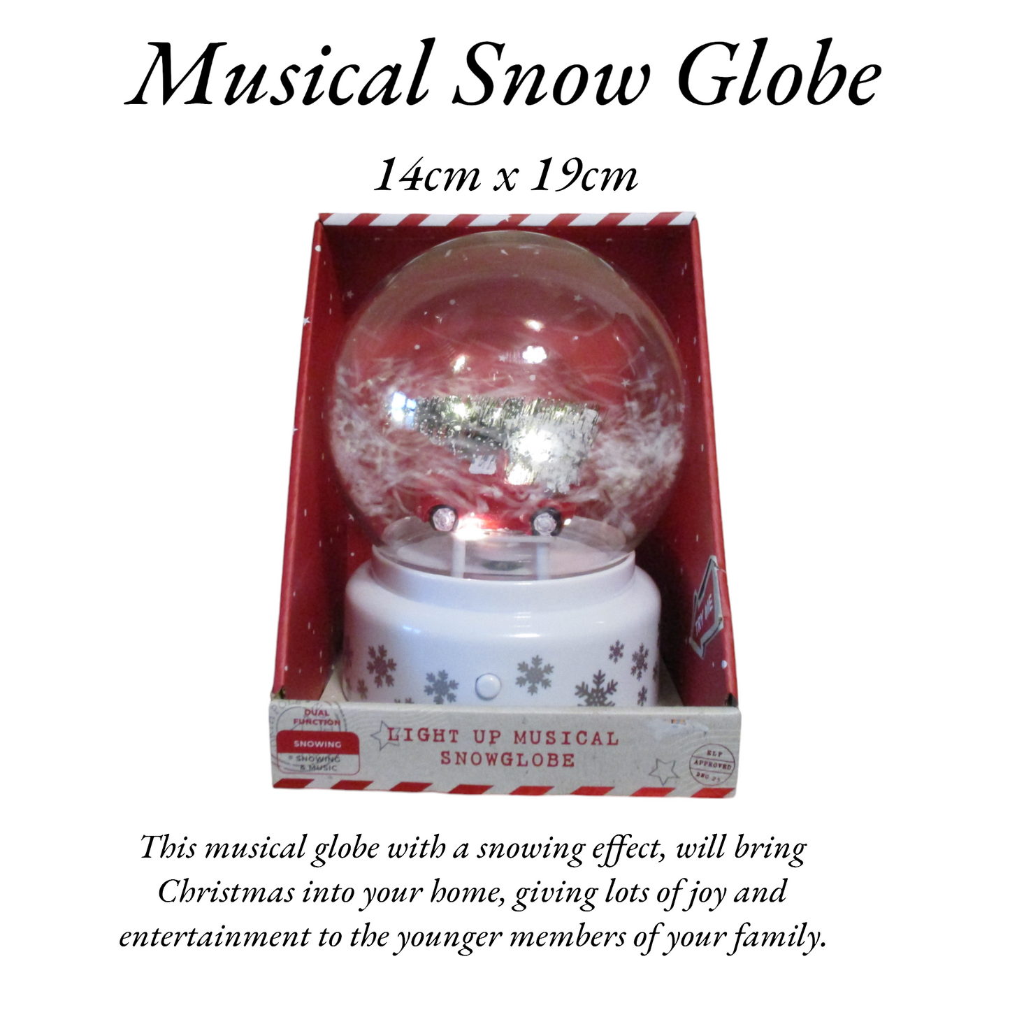 Musical Snow Globe "Christmas Decoration" 14cm x 19cm