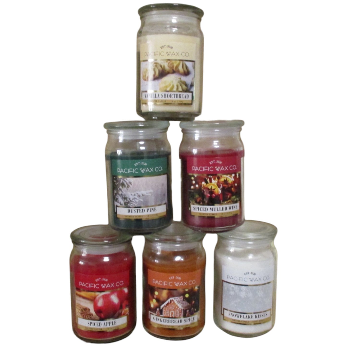 Pacific Wax - Festive Candles - 510g Jar with lid up to 85 Hour Burn Time.