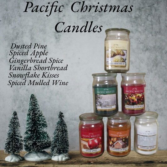 Pacific Wax - Festive Candles - 510g Jar with lid up to 85 Hour Burn Time.