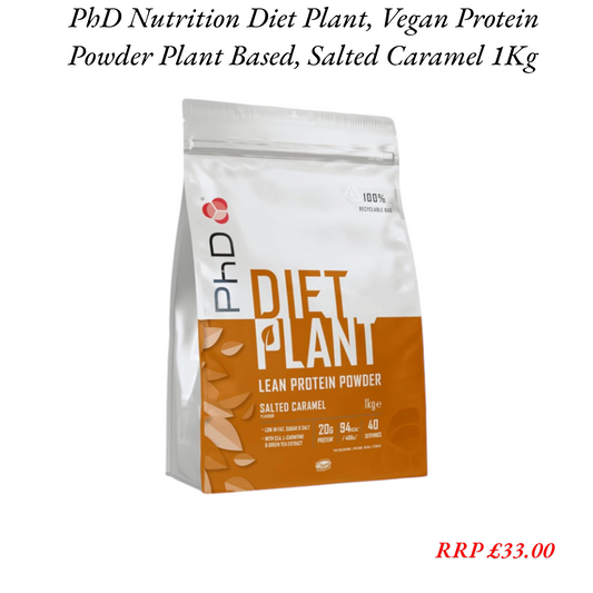 PhD Nutrition, Vegan Protein Powder, Salted Caramel, 20g of Plant Protein, 40 Servings Per 1 Kg Bag