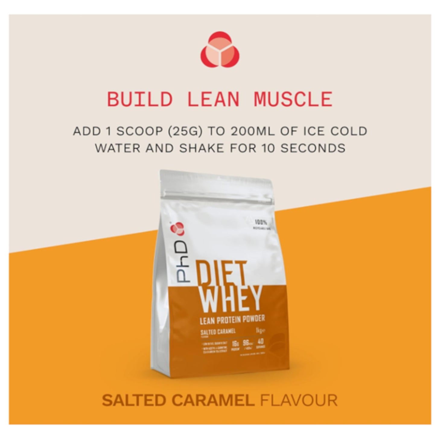 PhD Nutrition, Vegan Protein Powder, Salted Caramel, 20g of Plant Protein, 40 Servings Per 1 Kg Bag