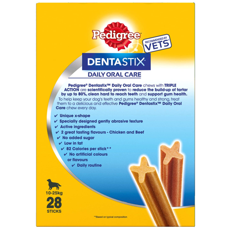 Pedigree Dentastix 2 Packs Of 28 Sticks (56 In Total) For Medium Dogs (10-25kg)