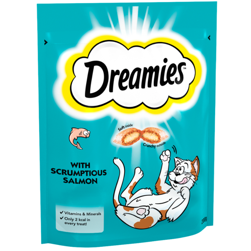 Dreamies Adult 1+ Cat Treats With Cheese 2x / Chicken 2x / Salmon 2x Mega Pack 200g (6x)