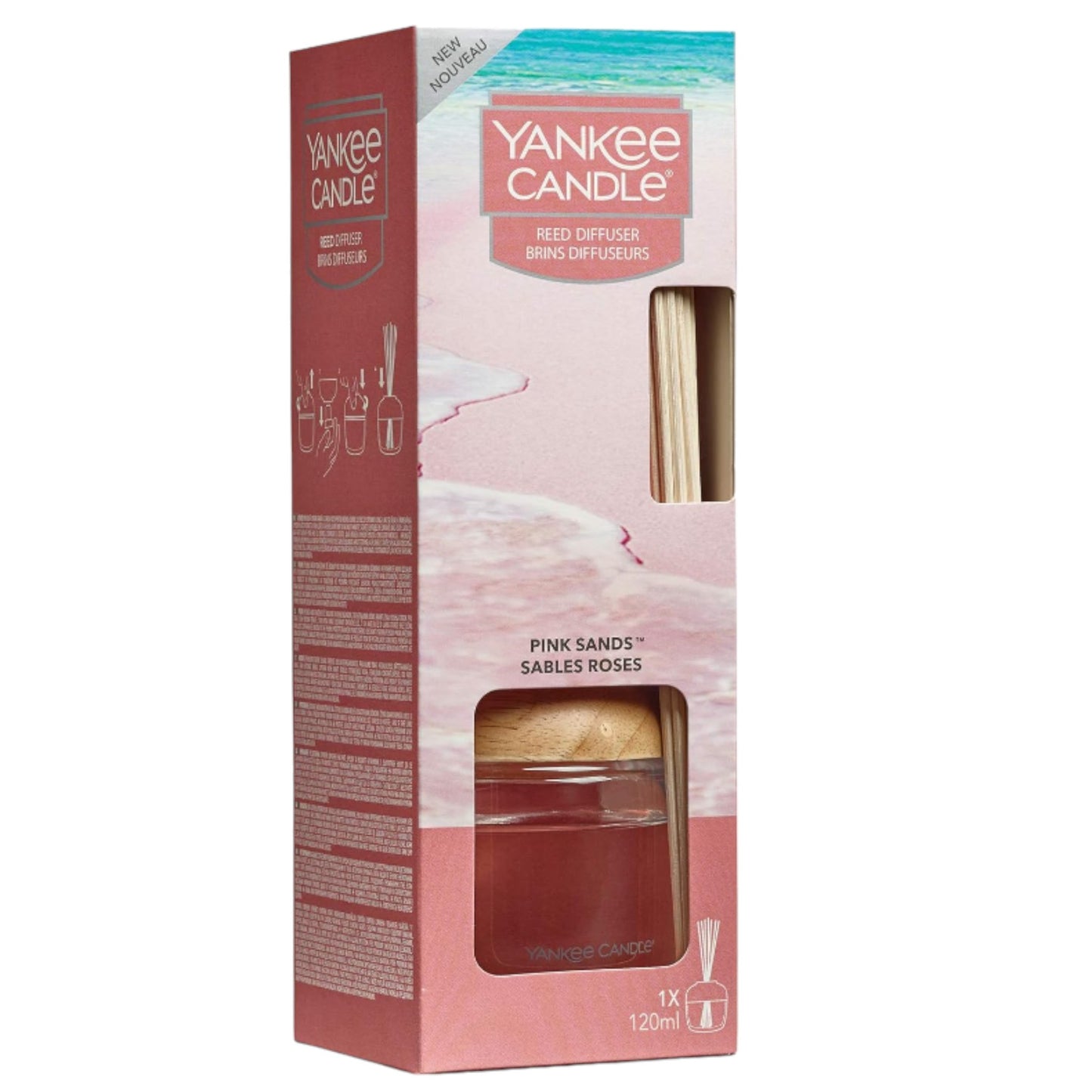 Yankee Candle Reed Diffuser, Pink Sands, 120 ml, up to 10 Weeks of Fragrance.