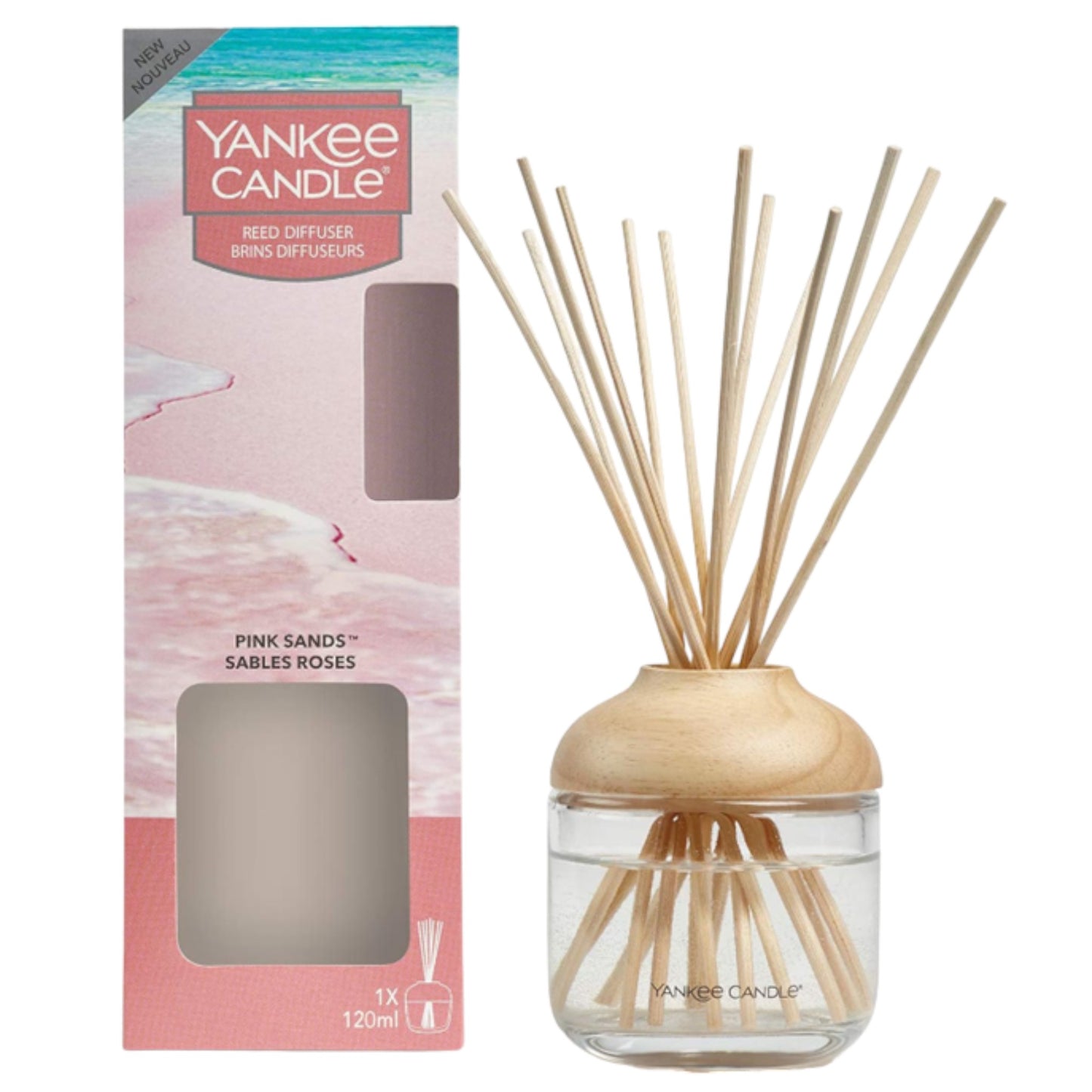 Yankee Candle Reed Diffuser, Pink Sands, 120 ml, up to 10 Weeks of Fragrance.