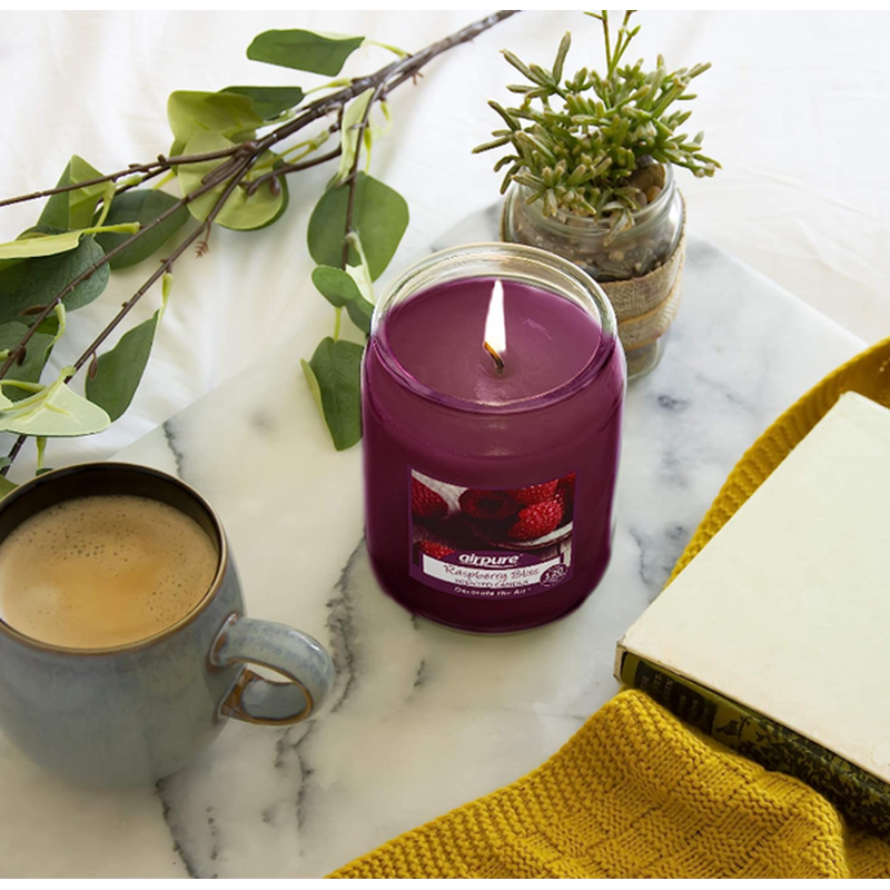 Airpure Candle - Raspberry Bliss - 510g /120hr Burn Time (Clean Burn Candle)