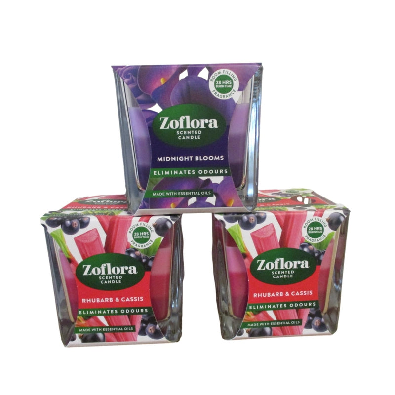 Zoflora Scented Candles - Choice: Midnight Blooms, Rhubarb & Cassis, Linen Fresh