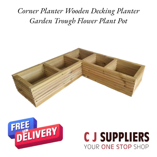 Corner Planter Wooden Decking Planter Garden Trough Flower Plant Pot