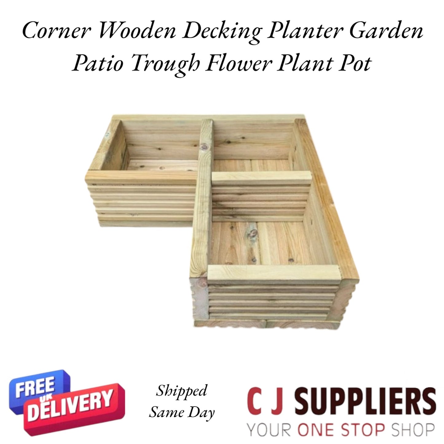 Corner Wooden Decking Planter Garden Patio 480mm x 480mm x 180mm