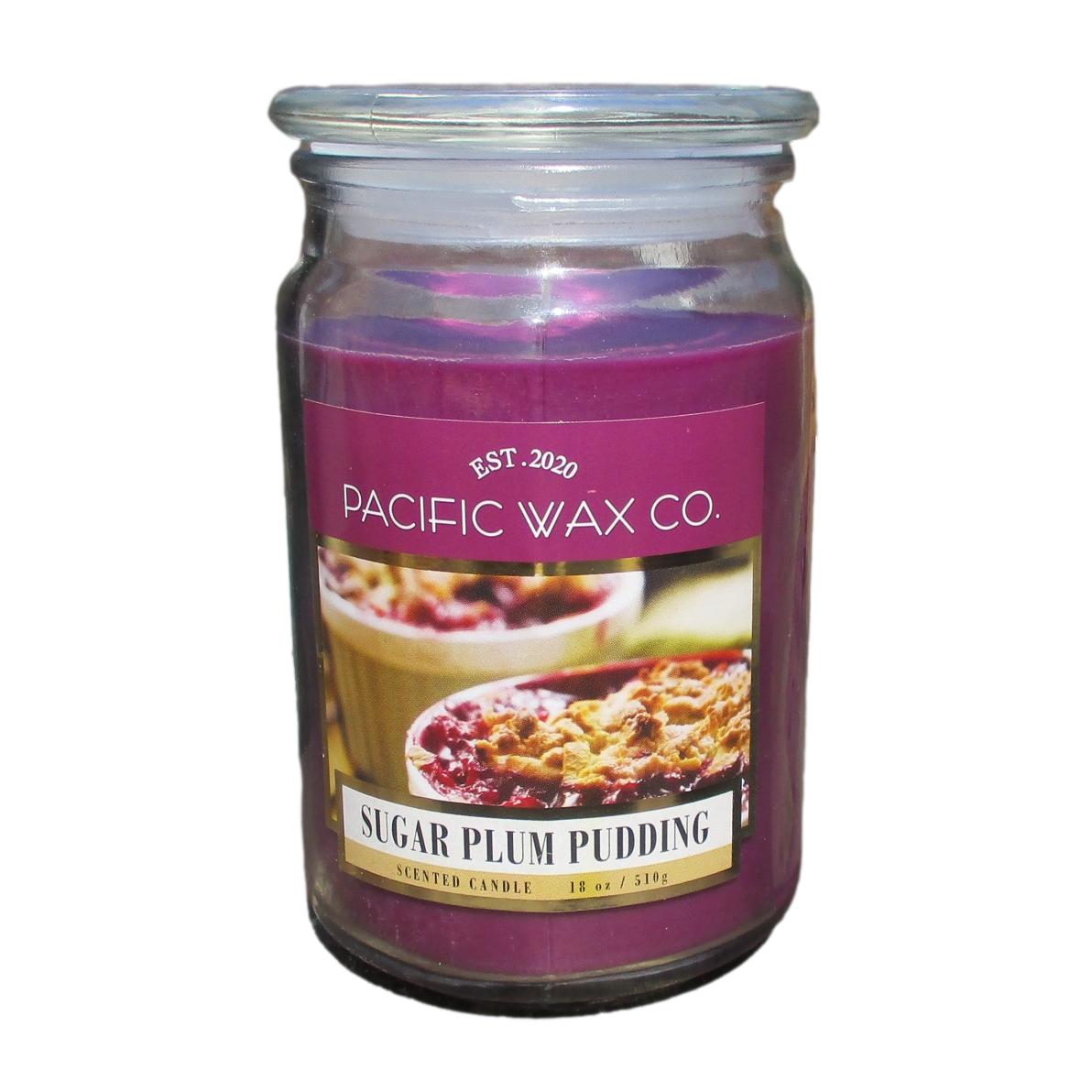 Pacific Wax - 510g Jar with lid – Sugar Plum Pudding - up to 85 Hour Burn Time.