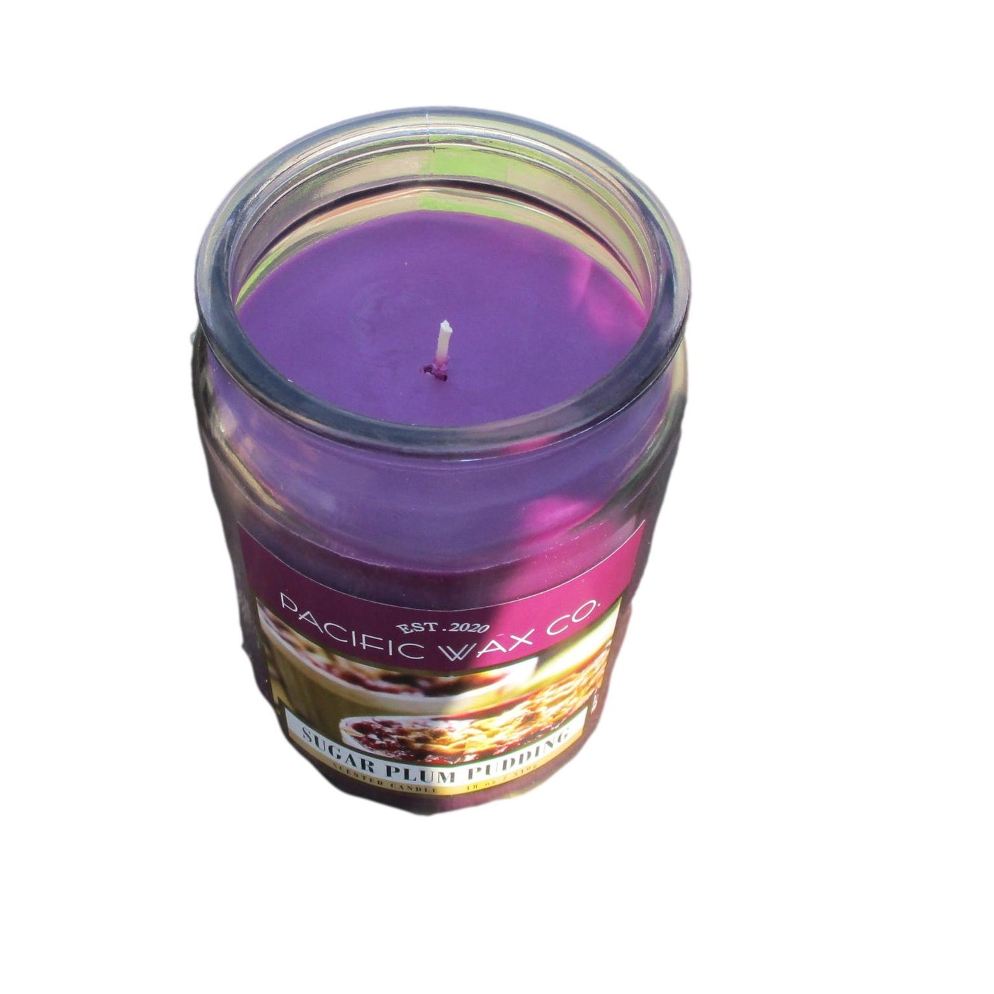 Pacific Wax - 510g Jar with lid – Sugar Plum Pudding - up to 85 Hour Burn Time.