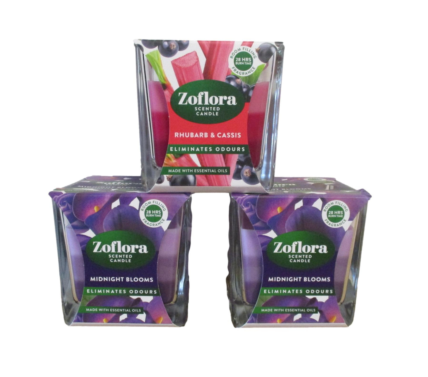 Zoflora Scented Candles - Choice: Midnight Blooms, Rhubarb & Cassis, Linen Fresh